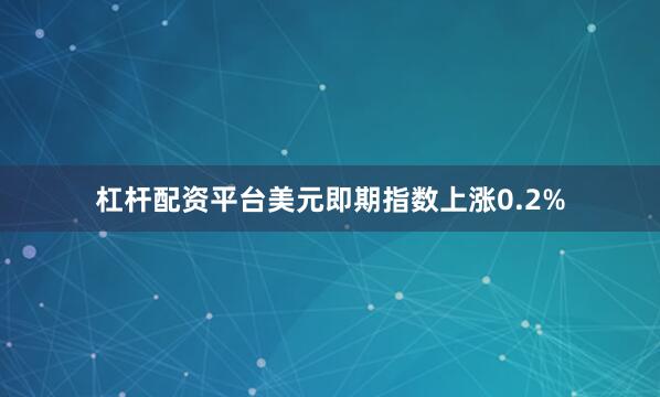 杠杆配资平台美元即期指数上涨0.2%